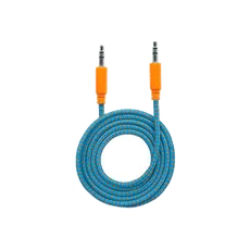 CABLE DE AUDIO AUXILIAR ESTÉREO 352802 3.5 MM/ MACHO A MACHO 1MT AZUL/NARANJA BOLSA