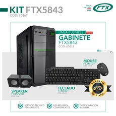 GABINETE KIT FTX5843 500W+ MOUSE+ TECLADO MULTIMEDIA+ SPEAKER/ LED VERDE/ ESPAÑOL