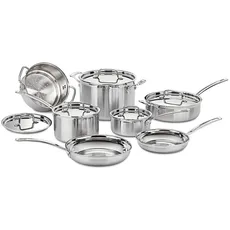 Juego De Ollas Cuisinart MCP-12N Multiclad Pro Plata - 12 Piezas