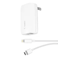 Cargador Belkin Dual-Port USB-C y USB-A con cable USB-C a Lighting F7U097DQ04