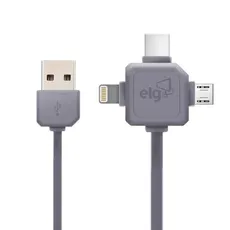 Cable ELG 3 en 1 Lightning + USB Tipo-C + MicroUSB PW31C - 1.5 metros