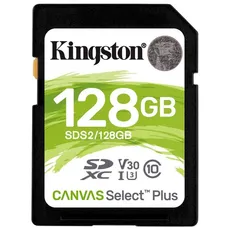 Tarjeta SD Kingston de 128GB SDXC Canvas Select Plus 100MB/s de lectura UHS-I U1 (SDS2/128GB)