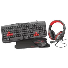 Paquete para juegos Trust Ziva 4 en 1: teclado, auriculares, ratón y alfombrilla para ratón