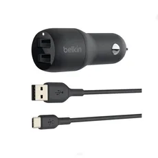 Cargador de Auto Doble Belkin 37W USB-C 25W/USB-A 12W + Cable USB-C/Lightning Negro CCB004BT1MBK-B5