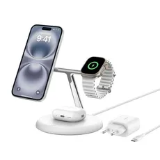 Soporte magnético de carga inalámbrica Belkin 3 en 1 con Qi2 (15 W)