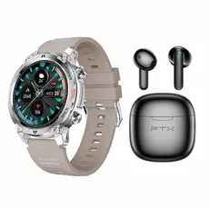 Combo Papá FTX  RELOJ SMARTWATCH FTX FTXR20-BE 57MM  PLATA/BEIGE  +  AURICULAR EARPHONE FTX E68-BK IPX6 TOUCH