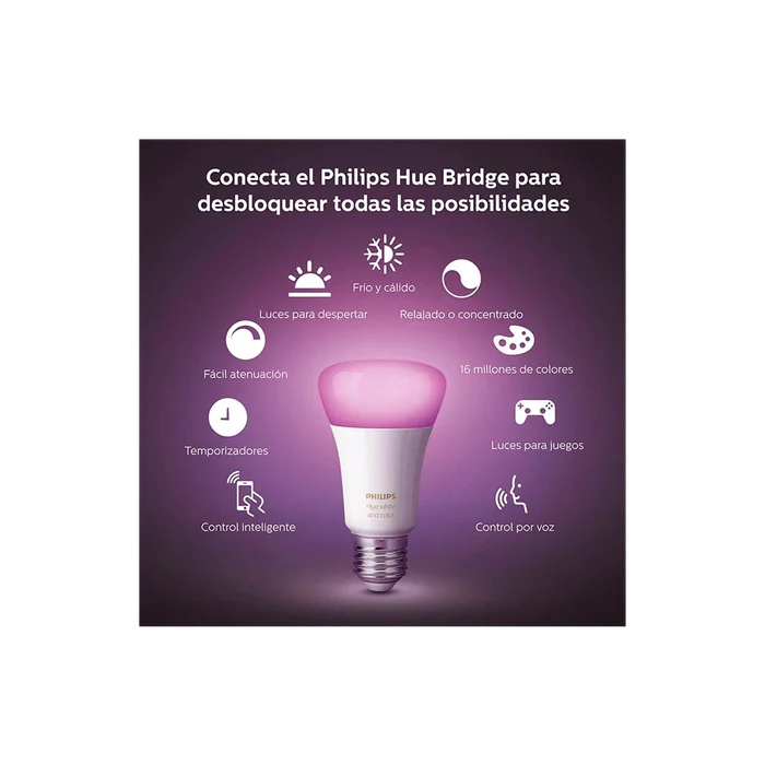  IOT PHILIPS KIT 3 FOCO COLOR + BRIGDE HUE 220V 9W A60 E27