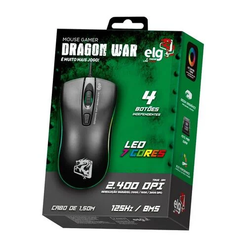 Mouse Gaming ELG Dragon War 2400DPI Ajustable/4 Botones