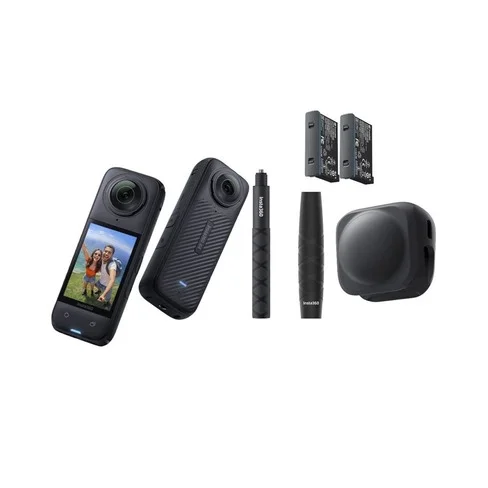 Cámara de acción Insta360 X4 Travel Bundle 8K CINSABMA 85CM SELF/LENS CAP/2XBATTERY