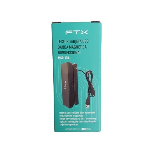 LECTOR DE TARJETA FTX USB BANDA MAGNETICA BIDIRECCIONAL MCR-100 NEGRO