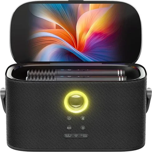 Parlante de Karaoke Joog Shell S2 140W Pantalla 8" 2x Micrófonos inalámbricos