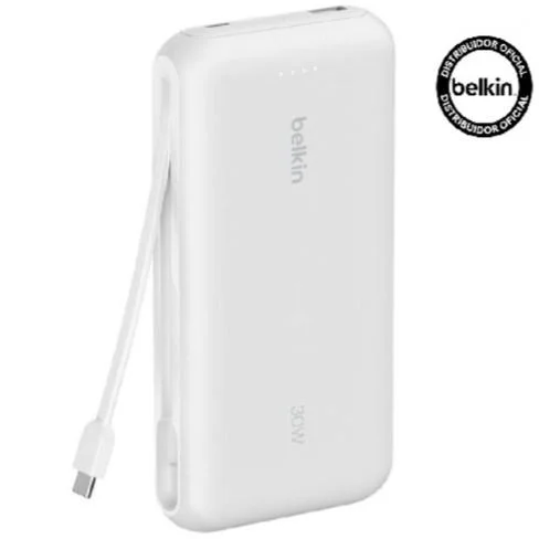 Cargador portátil belkin boostcharge 20k 20000mah con cable usb-c integrado 30w