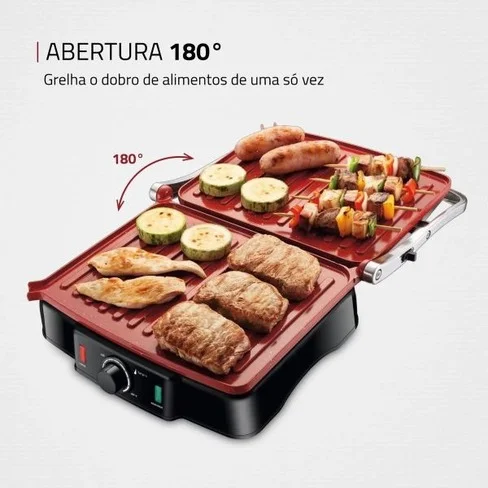 Press Grill Mondial PG-02 Red Ceramic 2000 W 180°