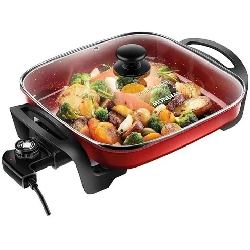Olla Eléctrica Mondial Multicook Cuadrada Red Ceramic PE-49-RC 220V
