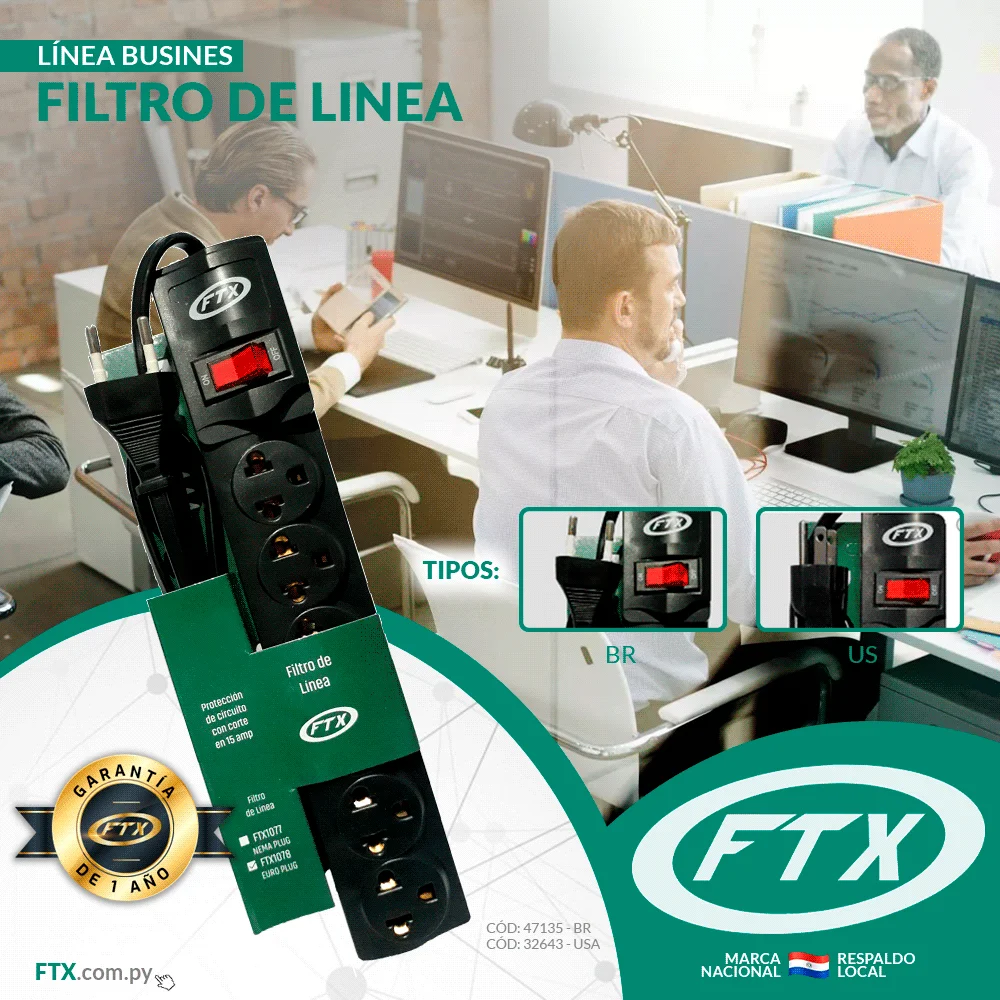 FILTRO DE LINEA FTX1077 6 TOMAS NEMA USA