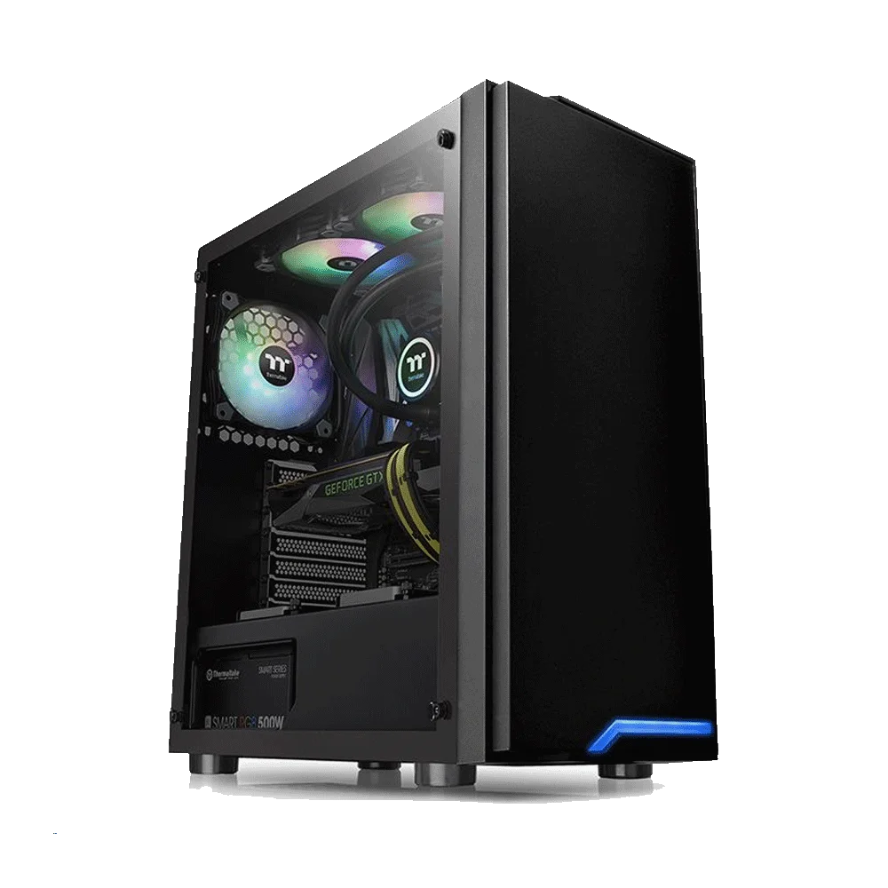 GABINETE THERMAL H100 BLACK TG 1FAN BLU CA-3L4-60M1WU-00 FUENTE 600W 80P IN