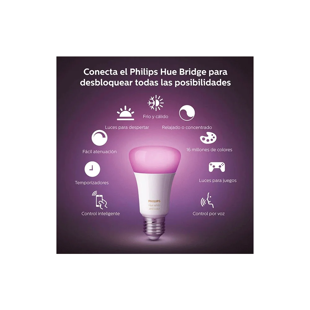  IOT PHILIPS KIT 3 FOCO COLOR + BRIGDE HUE 220V 9W A60 E27