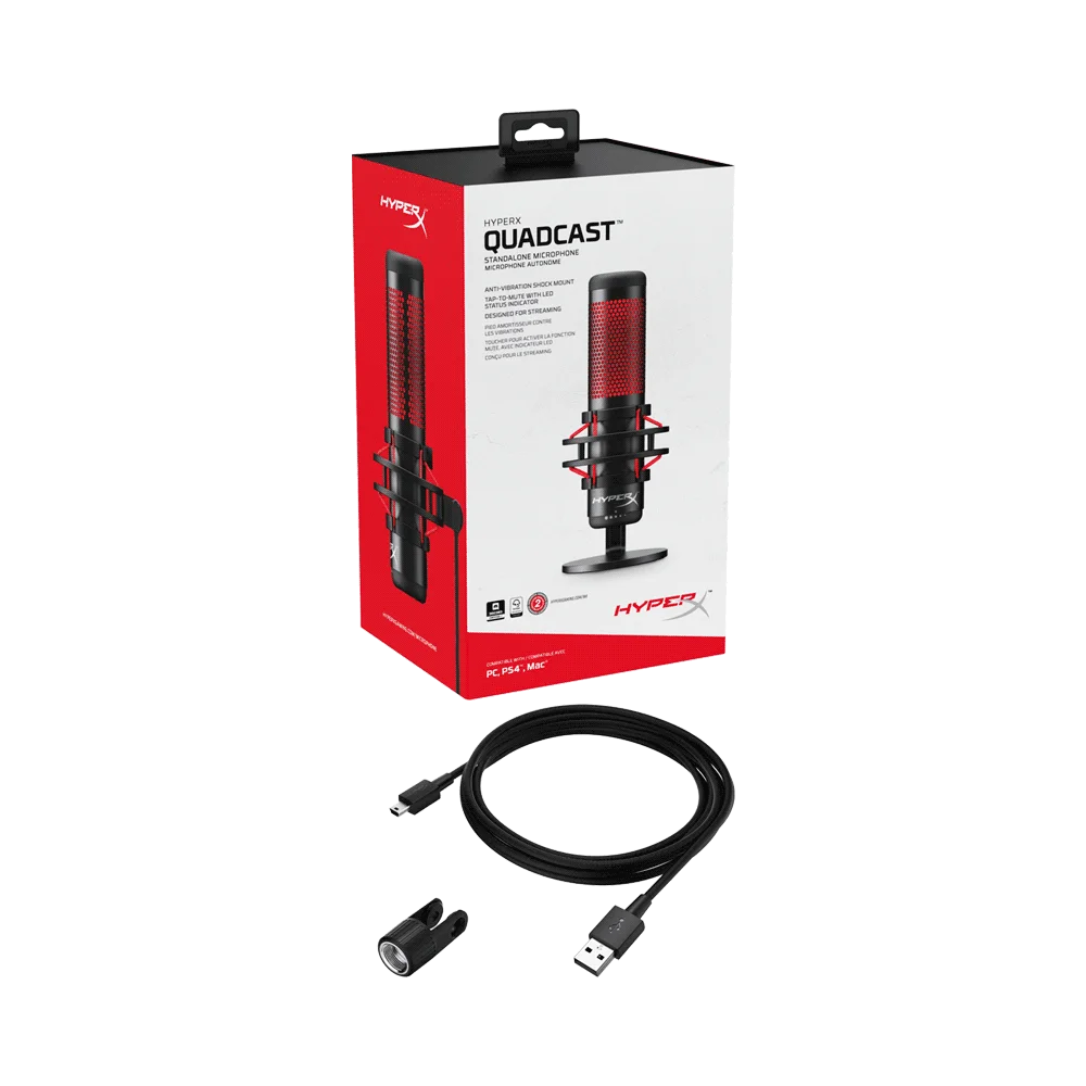 MICROFONO HYPX HX-MICQC-BK QUADCAST RGB ROJO 3M 48KHZ/16-BIT