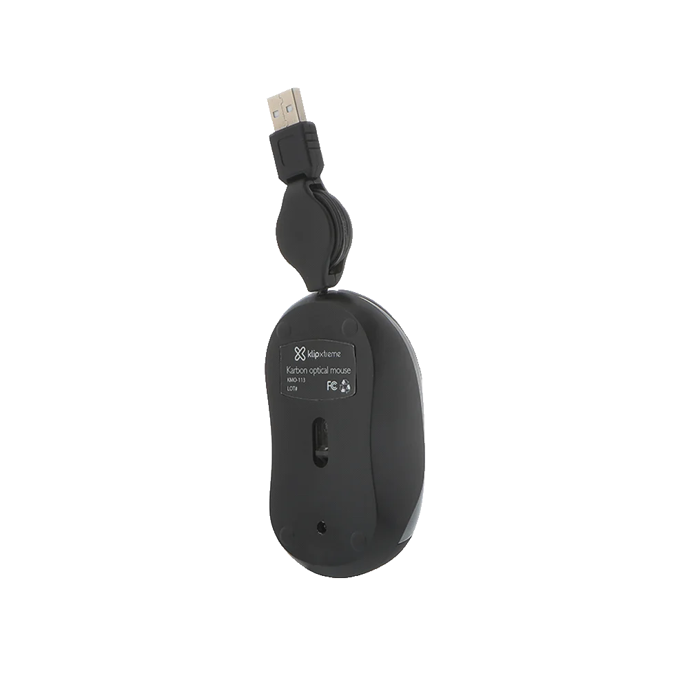 MOUSE KLIP USB KMO-113 1000DPI/MINI RETRACTIL NEG/GRIS