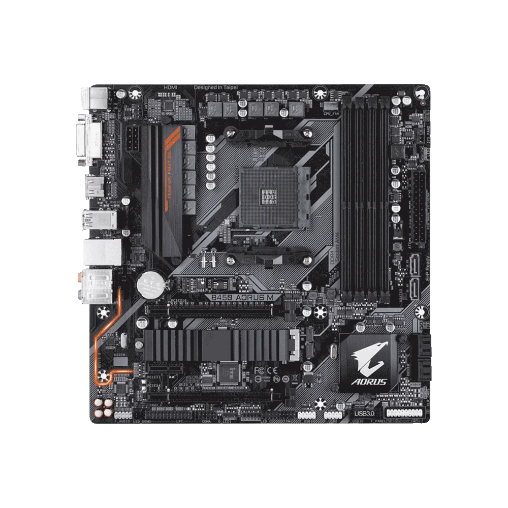 PLACA MADRE GIGABYTE AM4 B450 AORUS M S/R/HDMI/DVI/M2/DDR4/MATX/RGB
