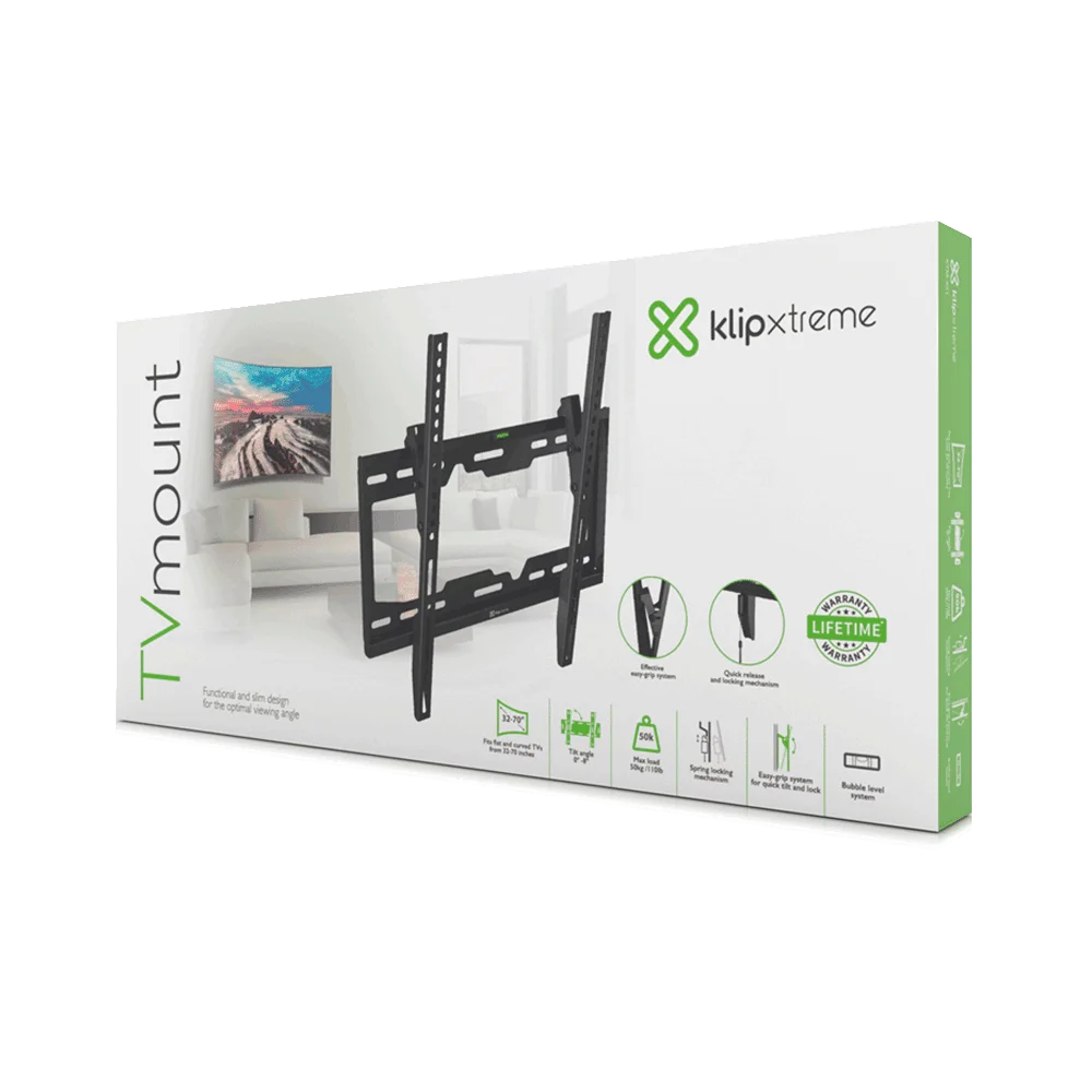 SOPORTE P/TV KLIP KTM-351 32" A 70" 50KG INCLINABLE/PARED/NEGRO