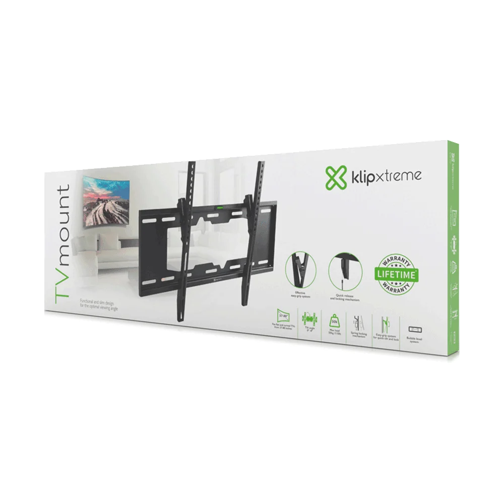 SOPORTE P/TV KLIP KTM-352 37" A 80" 50KG INCLINABLE/PARED/NEGRO