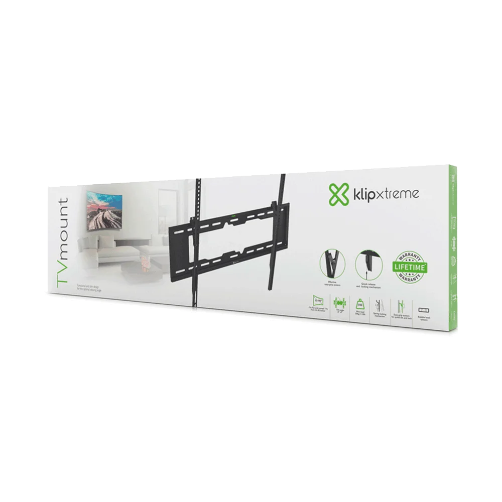 SOPORTE P/TV KLIP KTM-353 55" A 90" 50KG INCLINABLE/PARED/NEGRO