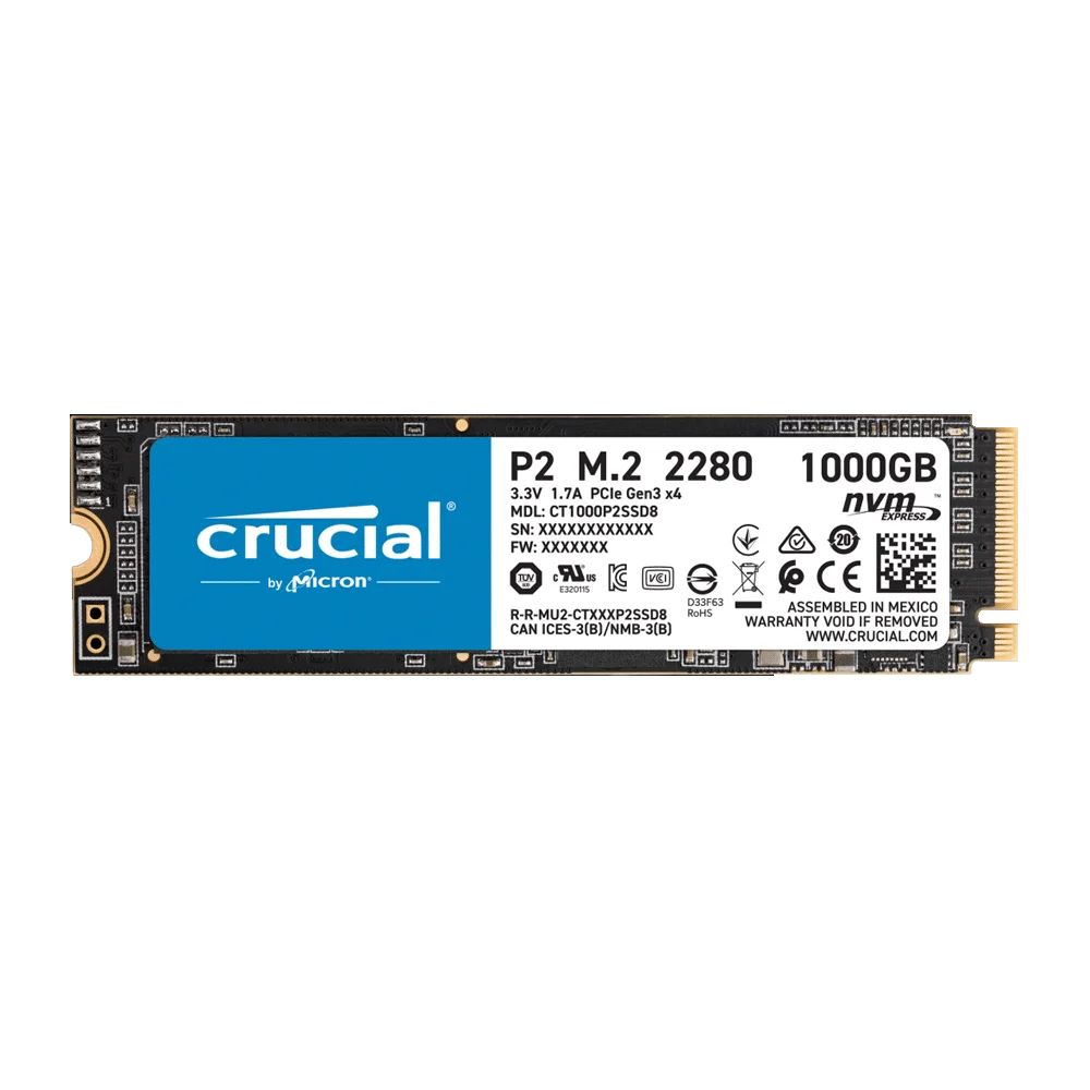 SSD M.2 PCIE NVME 1TB CRUCIAL P2 2280 3D CT1000P2SSD8 2400/1800