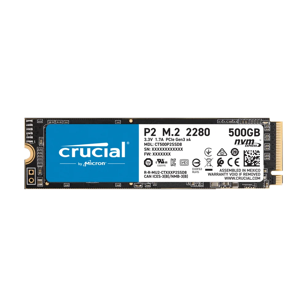 SSD M.2 PCIE NVME 500GB CRUCIAL P2 2280 3D CT500P2SSD8 2300/940