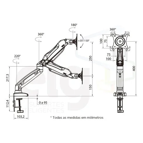 Soporte para monitor ELG Articulado de 17" A 34"