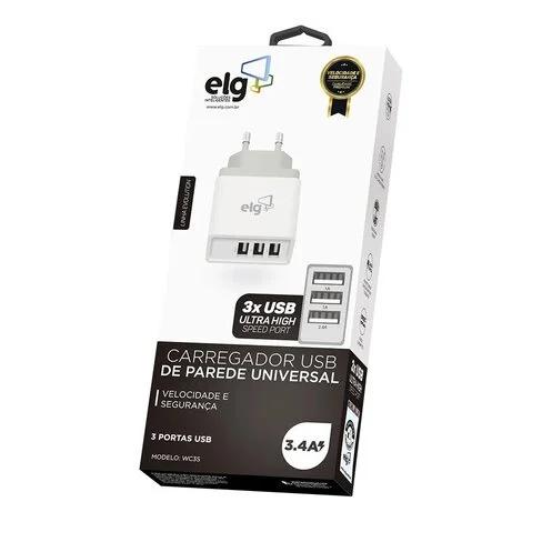 Cargador de Pared ELG con 3 entradas USB 3.4A