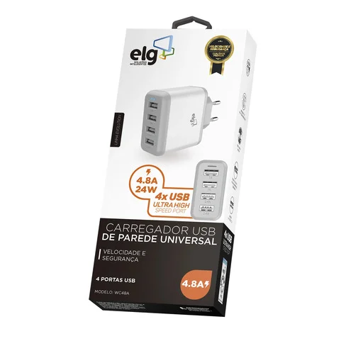 Cargador de Pared ELG con 4 entradas USB 4.8A/24W