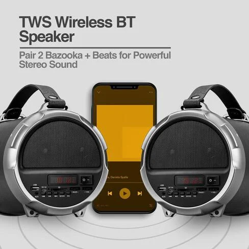 Parlante Argom Bazooka+Beats Hifi Indoor/Outdoor TWS Wireless BT Speaker