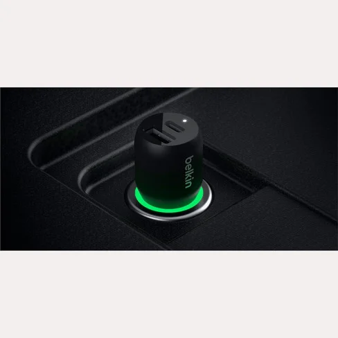 Cargador de Auto Doble Belkin 37W USB-C 25W/USB-A 12W + Cable USB-C/Lightning Negro CCB004BT1MBK-B5
