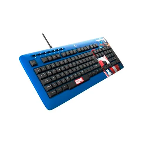 TECLADO XTECH USB XTK-M401CA CAPITAN AMERICA ESP/AZUL/MULTIMEDIA