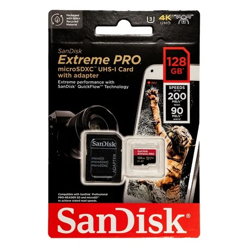 Tarjeta Micro SD Sandisk Extreme Pro de 128GB 200MBS SDSQXCD-128G-GN6MA