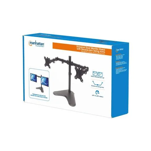 SOPORTE PARA 2 MONITORES MANHATTAN 461559 13" A 32" 8KG INCL 45°/GIRO 180° NEGRO