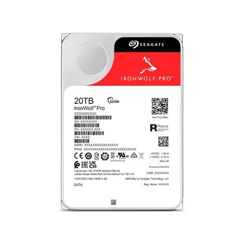 DISCO DURO 20TB SEAGATE IRONWOLF PRO NAS 7200 256MB ST20000NT001