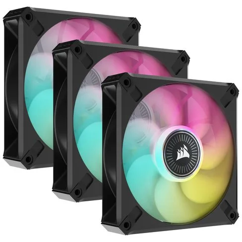 Kit de tres ventiladores con iCUE Lighting Node CORE Corsair PWM de levitación magnética iCUE ML120 RGB ELITE Premium de 120 mm