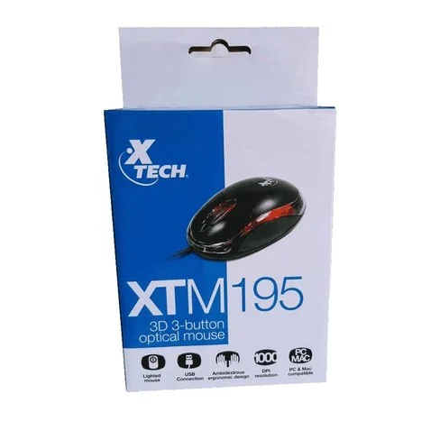 MOUSE XTECH USB XTM-195 1000DPI/3D 3 BOTON