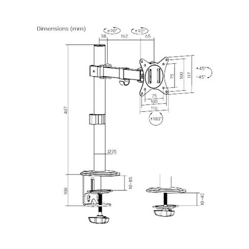 Soporte para Monitor FTX FTX66-C011 17" A 32" 9KG