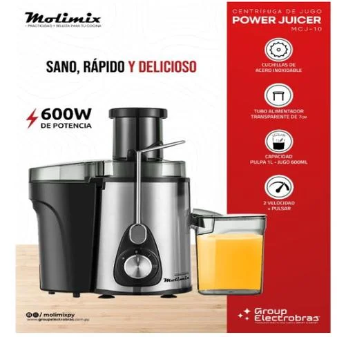 EXTRACTOR DE JUGO MOLIMIX POWER JUICER 600W  MCJ-10