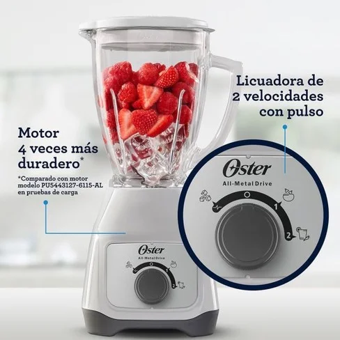 LICUADORA OSTER 1.5 LTS 2 VEL J. VIDRIO BLSTKAG-WRD-053 BLANCO