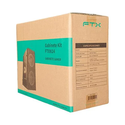 GABINETE KIT FTXN14 C/FUENTE 500W MOUSE+TECL+SPK+LATERAL TRANSP MATX/MITX