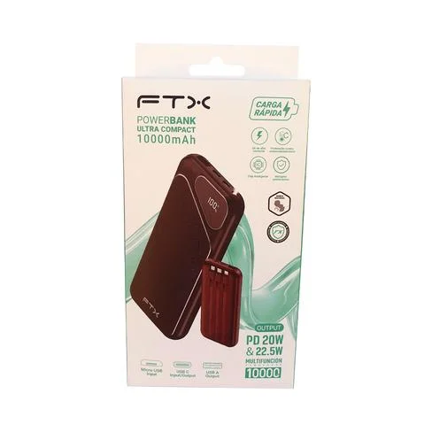 CARGADOR PORTATIL FTX 10000MAH 22.5W PB-10LCD-BK POWER BANK NEGRO