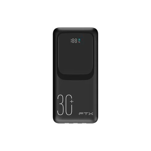 CARGADOR PORTATIL FTX 30000MAH 22.5W PB-30LCD-BK POWER BANK NEGRO C/CABLE INTEGRADO