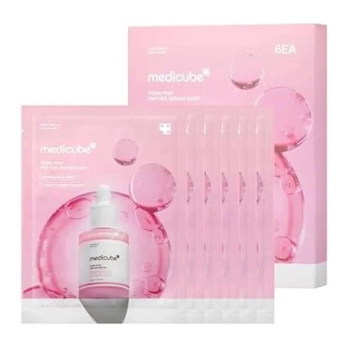 MÁSCARA FACIAL MEDICUBE PDRN PINK PEPTIDE SERUM MASK 6 UNIDADES