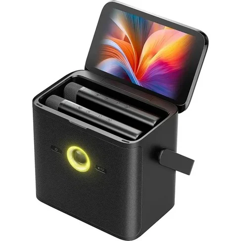 Parlante de Karaoke Joog Shell S3 Black 80W Pantalla 7" 2x Micrófonos inalámbricos