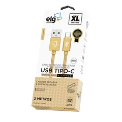 Cable de Nylon ELG USB a USB Tipo-C - 2 metros