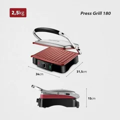 Press Grill Mondial PG-02 Red Ceramic 2000 W 180°